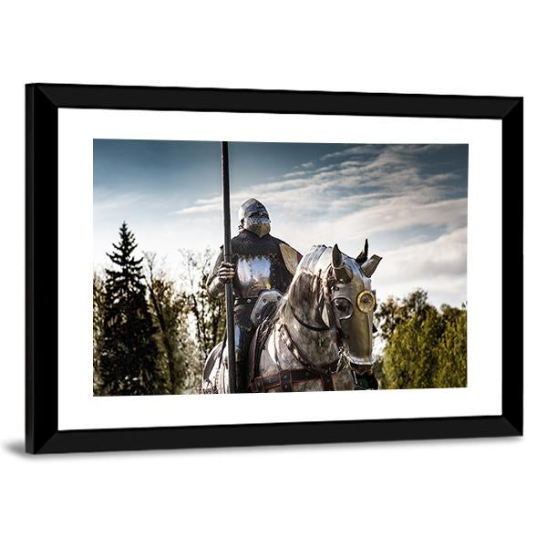 Knight On Horse In Armor Canvas Wall Art-3 Horizontal-Gallery Wrap-25" x 16"-Tiaracle