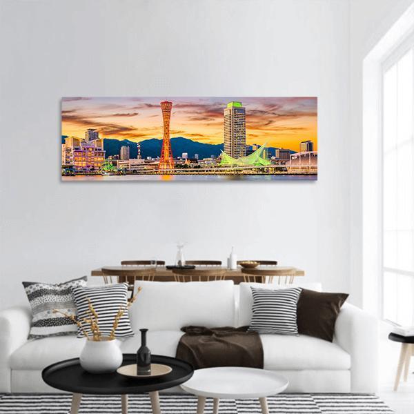 Kobe Port Skyline Panoramic Canvas Wall Art-1 Piece-36" x 12"-Tiaracle
