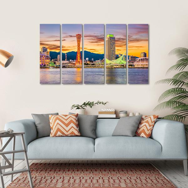 Kobe Port Skyline Canvas Wall Art-5 Horizontal-Gallery Wrap-22" x 12"-Tiaracle
