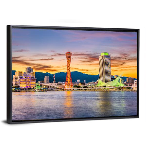Kobe Port Skyline Canvas Wall Art-3 Horizontal-Gallery Wrap-25" x 16"-Tiaracle