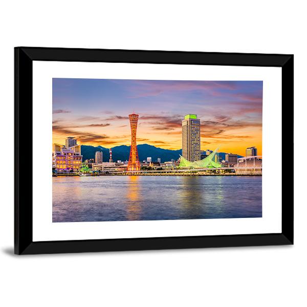 Kobe Port Skyline Canvas Wall Art-5 Horizontal-Gallery Wrap-22" x 12"-Tiaracle