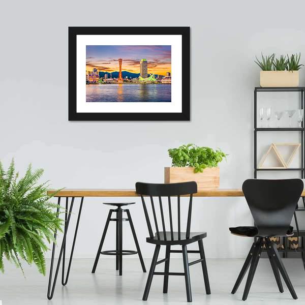 Kobe Port Skyline Canvas Wall Art-3 Horizontal-Gallery Wrap-25" x 16"-Tiaracle