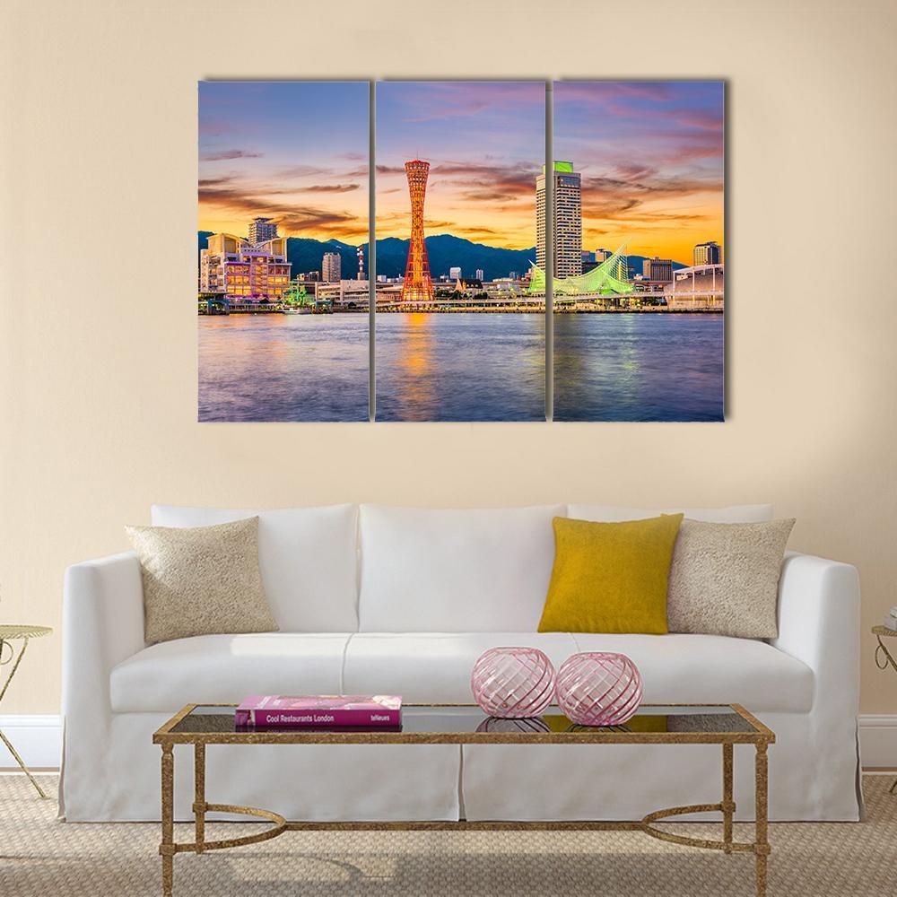 Kobe Port Skyline Canvas Wall Art-3 Horizontal-Gallery Wrap-37" x 24"-Tiaracle