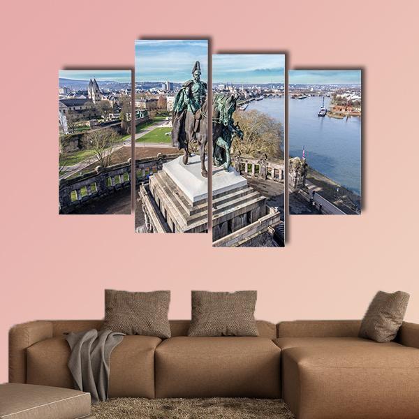 Monument In Koblenz Canvas Wall Art-4 Pop-Gallery Wrap-50" x 32"-Tiaracle