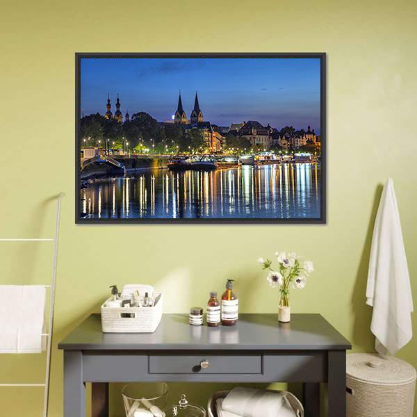 Koblenz Skyline Germany Canvas Wall Art-1 Piece-Floating Frame-36" x 24"-Tiaracle