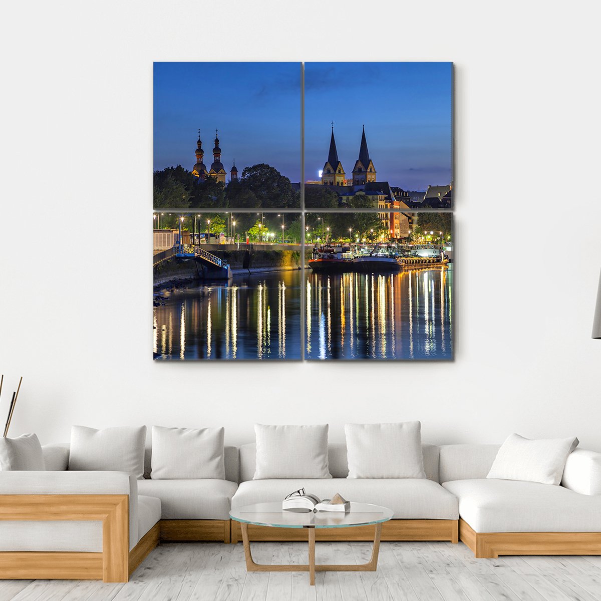 Koblenz Skyline Germany Canvas Wall Art-4 Square-Gallery Wrap-17" x 17"-Tiaracle
