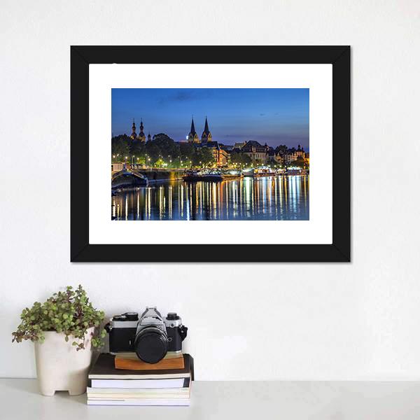 Koblenz Skyline Germany Canvas Wall Art-1 Piece-Framed Print-20" x 16"-Tiaracle