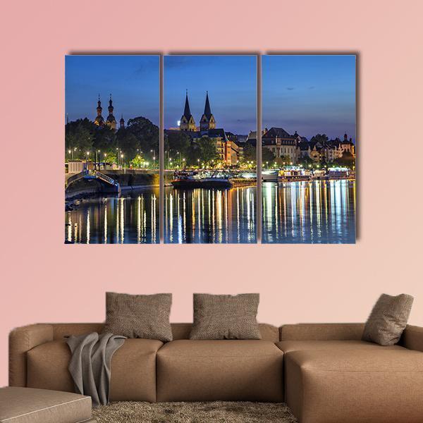 Koblenz Skyline Germany Canvas Wall Art-4 Pop-Gallery Wrap-50" x 32"-Tiaracle