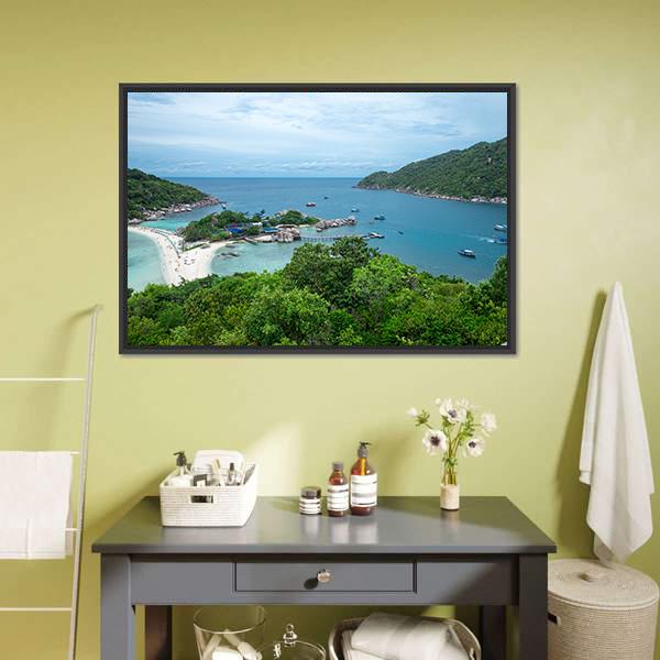 Koh Nang Yuan Island Canvas Wall Art-1 Piece-Floating Frame-24" x 16"-Tiaracle