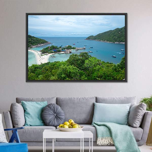 Koh Nang Yuan Island Canvas Wall Art-3 Horizontal-Gallery Wrap-25" x 16"-Tiaracle
