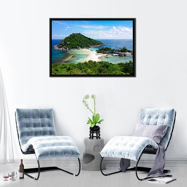 Koh Nang Yuan Island Thailand Canvas Wall Art-1 Piece-Floating Frame-24" x 16"-Tiaracle