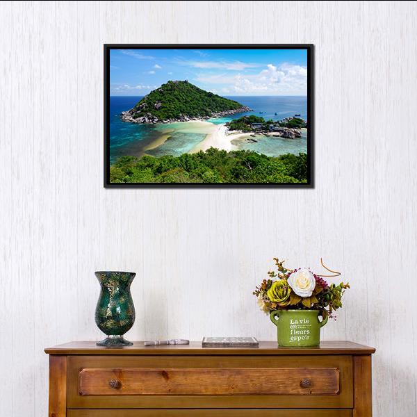 Koh Nang Yuan Island Thailand Canvas Wall Art-1 Piece-Floating Frame-24" x 16"-Tiaracle
