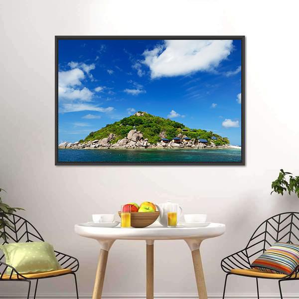 Koh Nang Yuan Island Under Cloudy Sky Canvas Wall Art-3 Horizontal-Gallery Wrap-25" x 16"-Tiaracle