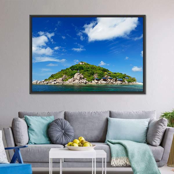 Koh Nang Yuan Island Under Cloudy Sky Canvas Wall Art-3 Horizontal-Gallery Wrap-25" x 16"-Tiaracle