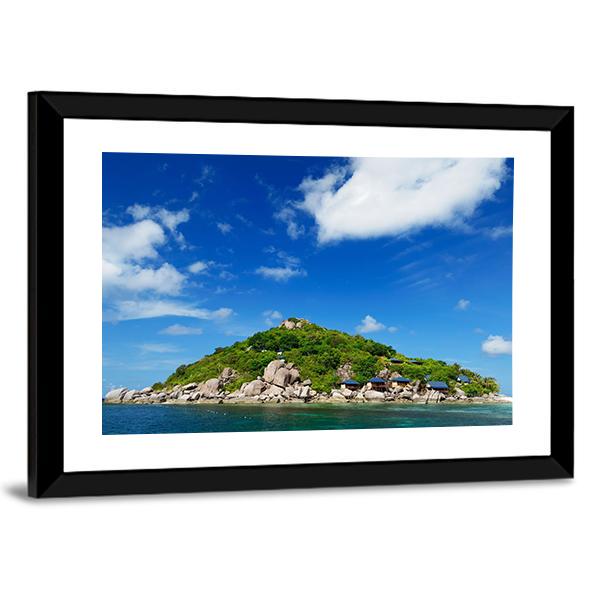 Koh Nang Yuan Island Under Cloudy Sky Canvas Wall Art-3 Horizontal-Gallery Wrap-25" x 16"-Tiaracle