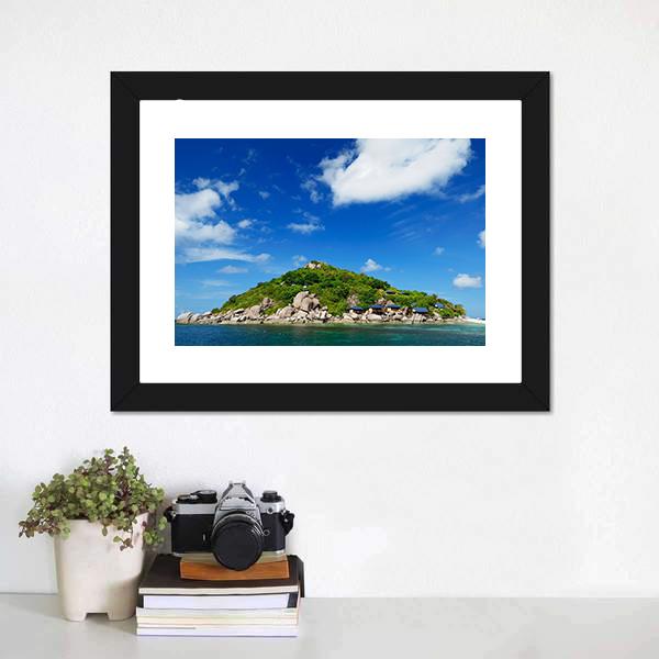 Koh Nang Yuan Island Under Cloudy Sky Canvas Wall Art-1 Piece-Framed Print-20" x 16"-Tiaracle