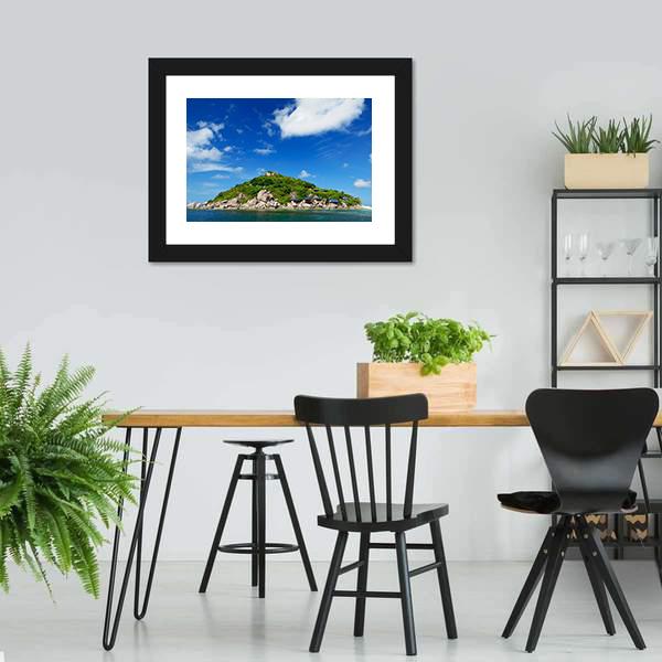 Koh Nang Yuan Island Under Cloudy Sky Canvas Wall Art-3 Horizontal-Gallery Wrap-25" x 16"-Tiaracle