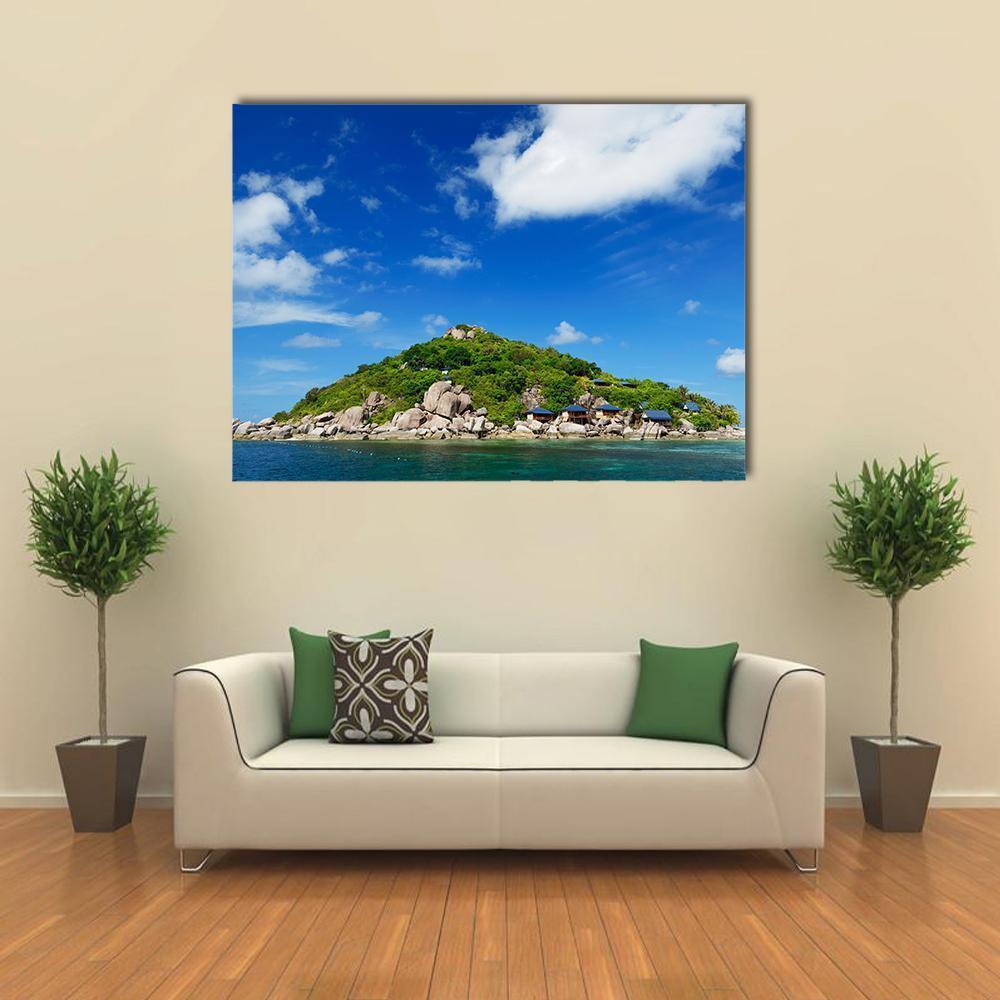 Koh Nang Yuan Island Under Cloudy Sky Canvas Wall Art-1 Piece-Gallery Wrap-48" x 32"-Tiaracle