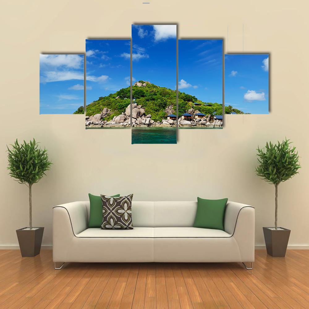 Koh Nang Yuan Island Under Cloudy Sky Canvas Wall Art-5 Star-Gallery Wrap-62" x 32"-Tiaracle