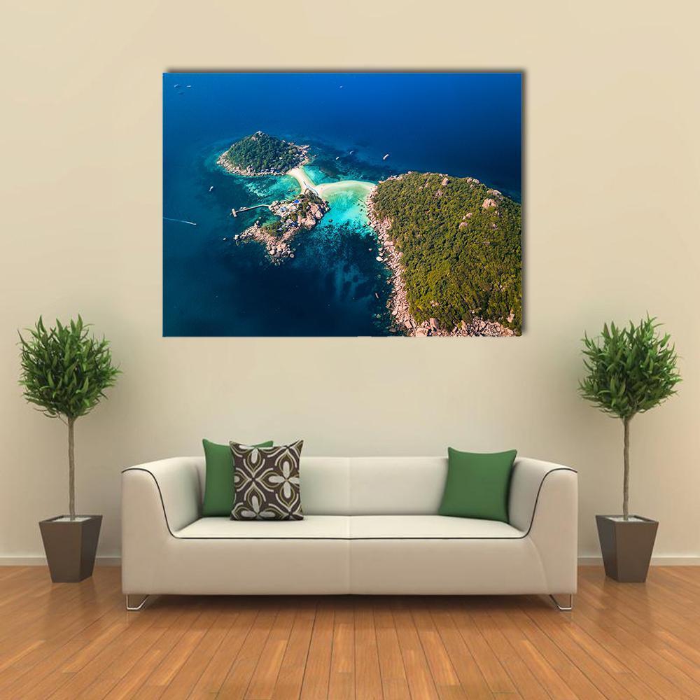 Koh Tao Island, Thailand Canvas Wall Art in green and blue, single panel hung on a wall