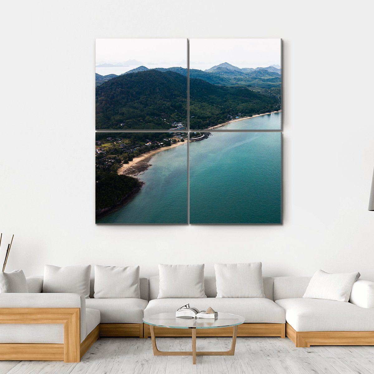 Koh Yao Noi Aerial View Canvas Wall Art-4 Square-Gallery Wrap-17" x 17"-Tiaracle