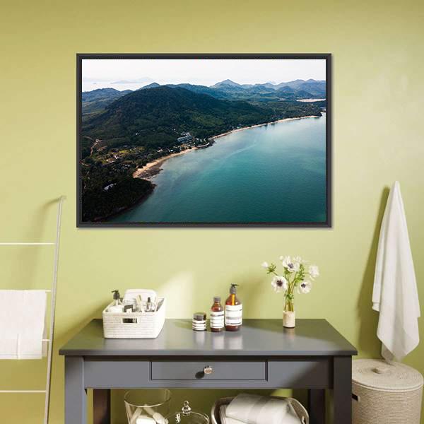 Koh Yao Noi Aerial View Canvas Wall Art-1 Piece-Floating Frame-24" x 16"-Tiaracle