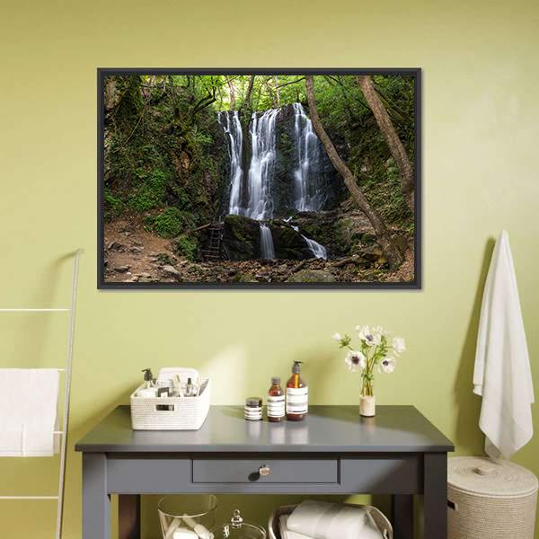 Koleshino Waterfalls Canvas Wall Art-1 Piece-Floating Frame-24" x 16"-Tiaracle