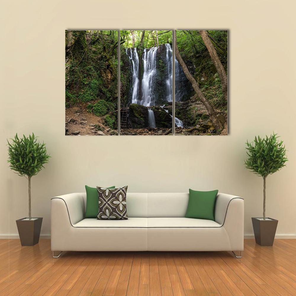 Koleshino Waterfalls Canvas Wall Art-3 Horizontal-Gallery Wrap-37" x 24"-Tiaracle