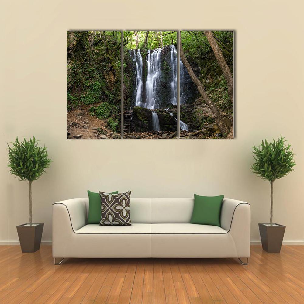 Koleshino Waterfalls Canvas Wall Art-4 Pop-Gallery Wrap-50" x 32"-Tiaracle