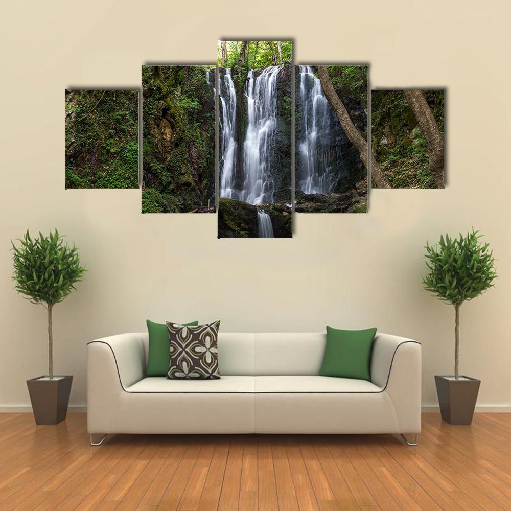 Koleshino Waterfalls Canvas Wall Art-5 Star-Gallery Wrap-62" x 32"-Tiaracle