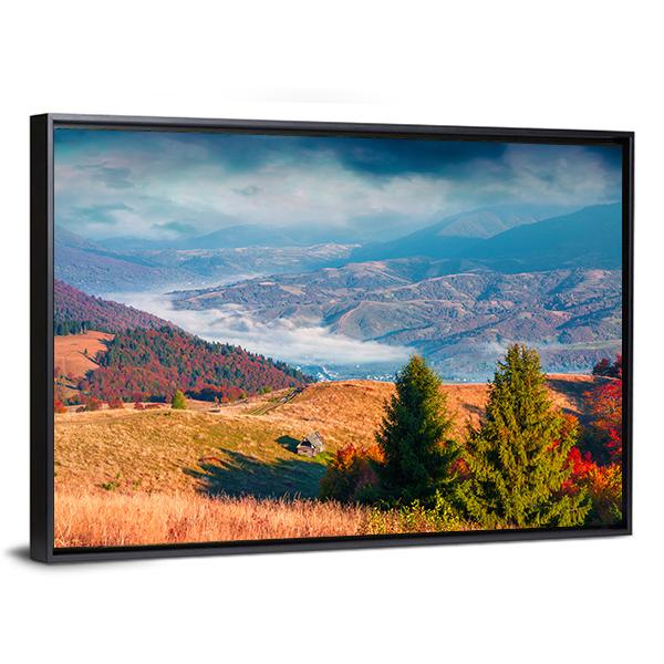 Kolochava Village In Autumn Canvas Wall Art-3 Horizontal-Gallery Wrap-25" x 16"-Tiaracle