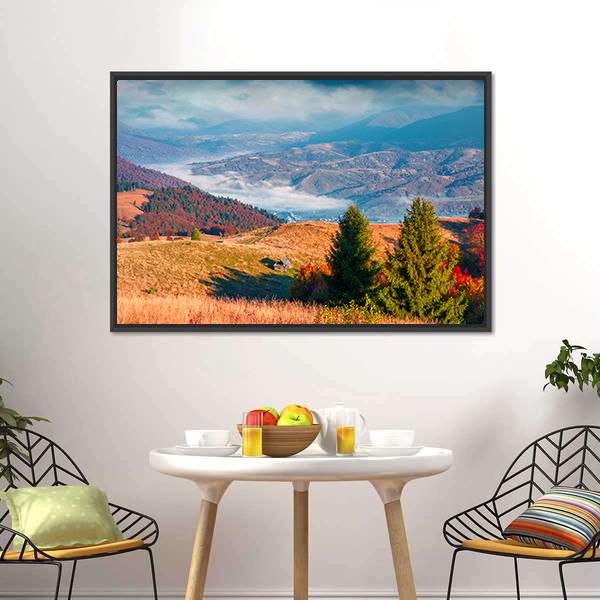 Kolochava Village In Autumn Canvas Wall Art-3 Horizontal-Gallery Wrap-25" x 16"-Tiaracle