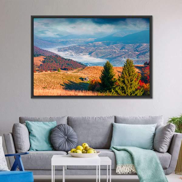 Kolochava Village In Autumn Canvas Wall Art-3 Horizontal-Gallery Wrap-25" x 16"-Tiaracle