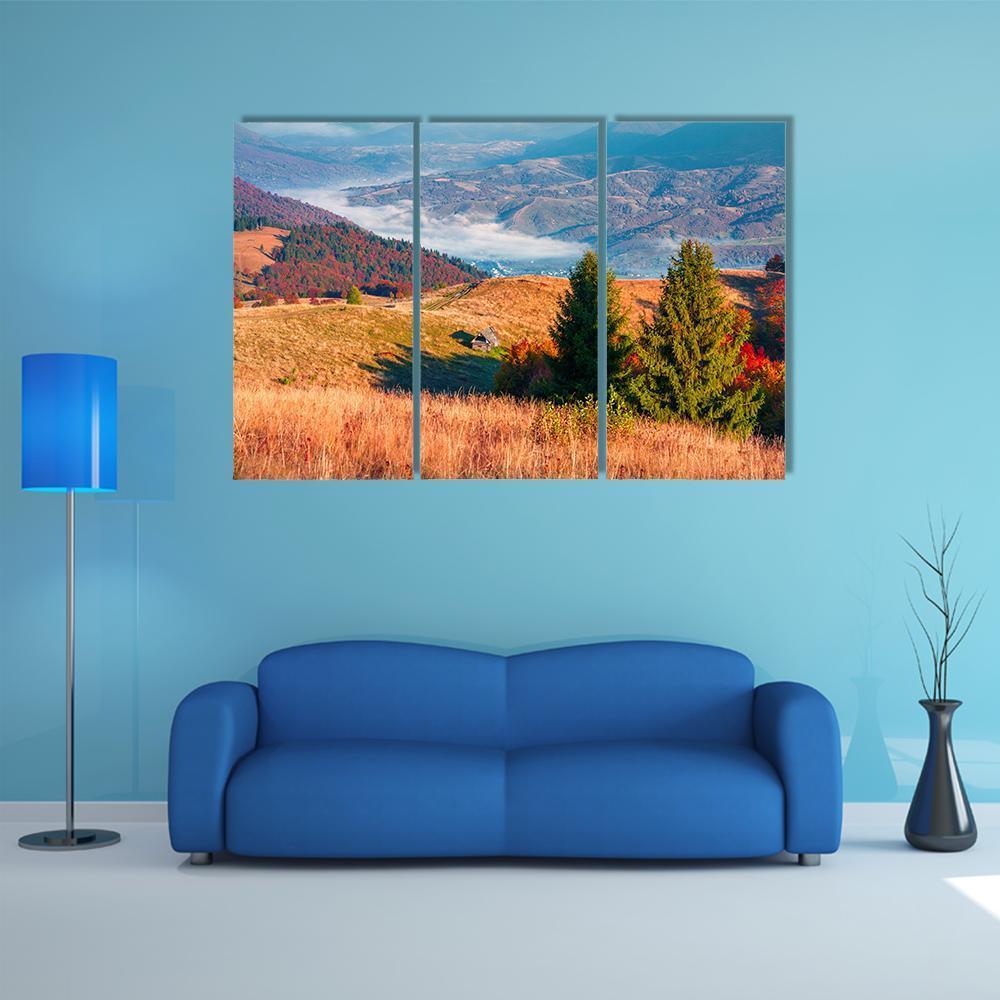 Kolochava Village In Autumn Canvas Wall Art-3 Horizontal-Gallery Wrap-37" x 24"-Tiaracle