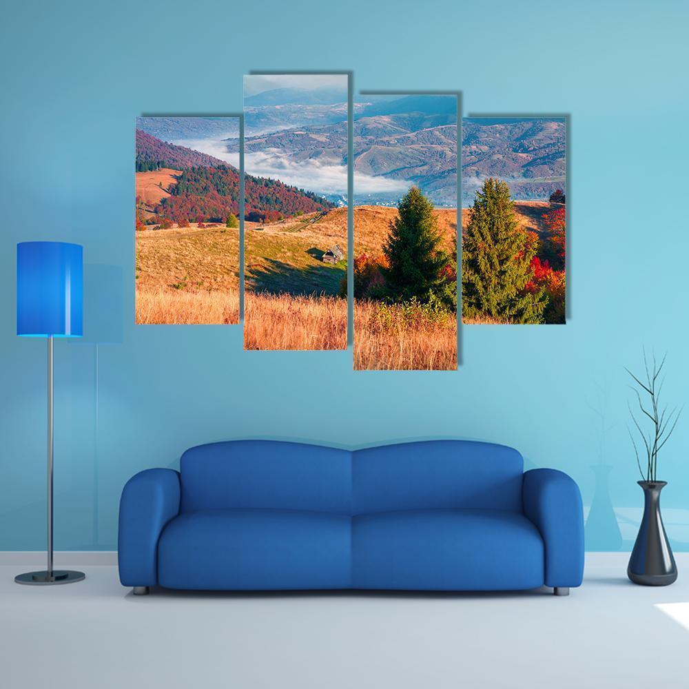 Kolochava Village In Autumn Canvas Wall Art-4 Pop-Gallery Wrap-50" x 32"-Tiaracle