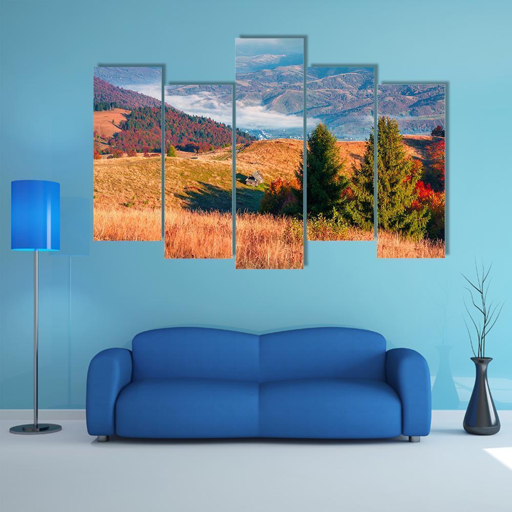 Kolochava Village In Autumn Canvas Wall Art-5 Pop-Gallery Wrap-47" x 32"-Tiaracle