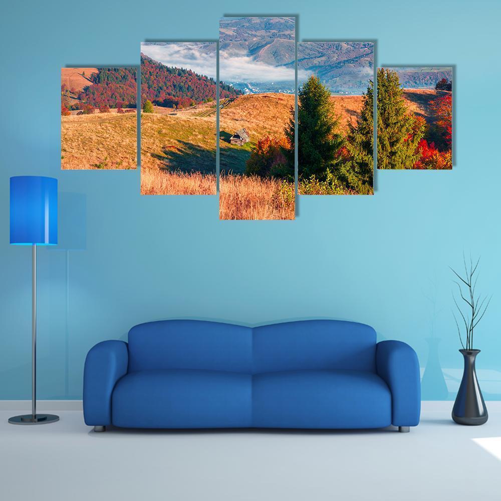 Kolochava Village In Autumn Canvas Wall Art-5 Star-Gallery Wrap-62" x 32"-Tiaracle