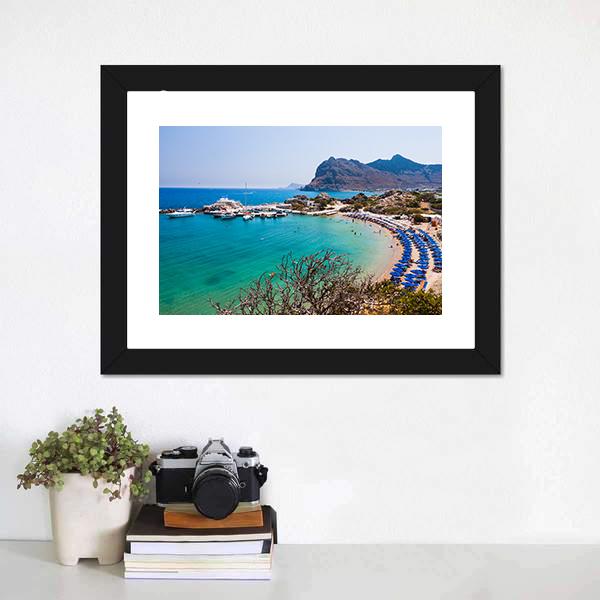 Kolymbia Beach Greece Canvas Wall Art-1 Piece-Framed Print-30" x 20"-Tiaracle