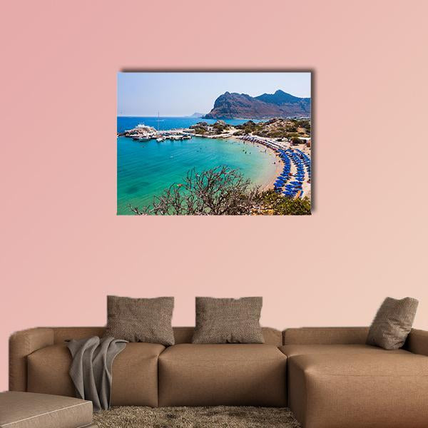 Kolymbia Beach Greece Canvas Wall Art-4 Horizontal-Gallery Wrap-34" x 24"-Tiaracle