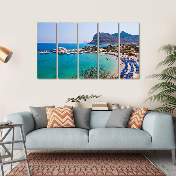 Kolymbia Beach Greece Canvas Wall Art-5 Horizontal-Gallery Wrap-22" x 12"-Tiaracle