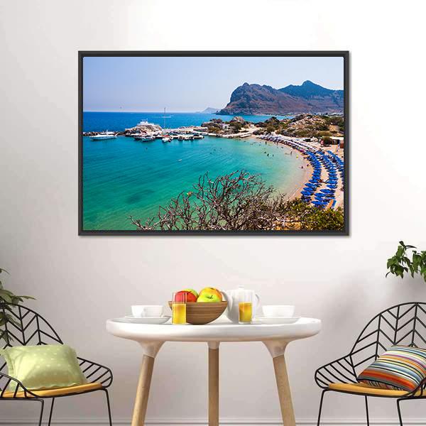 Kolymbia Beach Greece Canvas Wall Art-5 Horizontal-Gallery Wrap-22" x 12"-Tiaracle