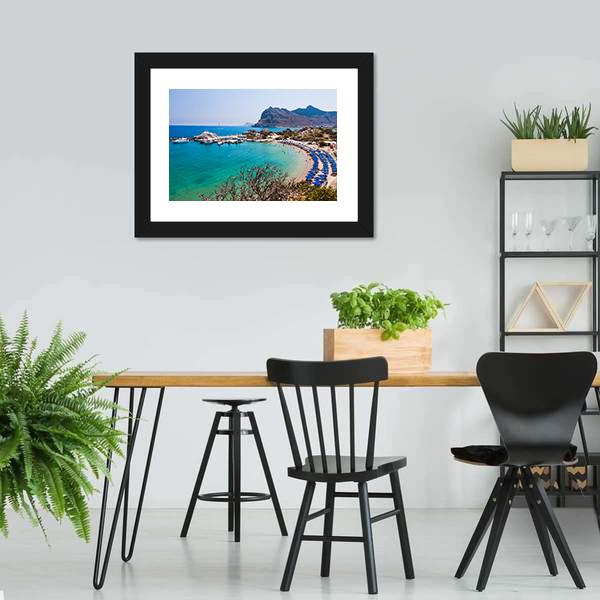 Kolymbia Beach Greece Canvas Wall Art-5 Horizontal-Gallery Wrap-22" x 12"-Tiaracle