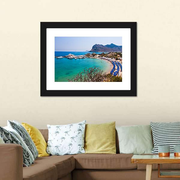 Kolymbia Beach Greece Canvas Wall Art-5 Horizontal-Gallery Wrap-22" x 12"-Tiaracle