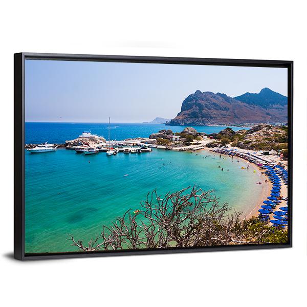 Kolymbia Beach Greece Canvas Wall Art-5 Horizontal-Gallery Wrap-22" x 12"-Tiaracle
