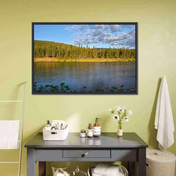 Komi Virgin Forests With Shchugor River Canvas Wall Art-1 Piece-Floating Frame-24" x 16"-Tiaracle