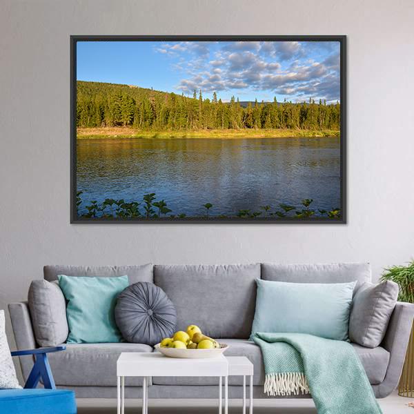 Komi Virgin Forests With Shchugor River Canvas Wall Art-3 Horizontal-Gallery Wrap-25" x 16"-Tiaracle