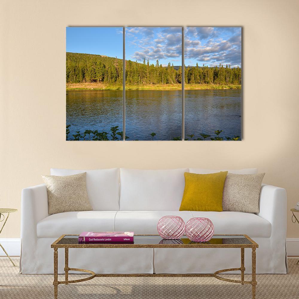 Komi Virgin Forests With Shchugor River Canvas Wall Art-3 Horizontal-Gallery Wrap-37" x 24"-Tiaracle