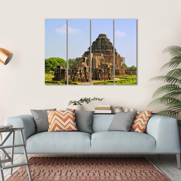 Konark Sun Temple Canvas Wall Art-4 Horizontal-Gallery Wrap-34&quot; x 24&quot;-Tiaracle