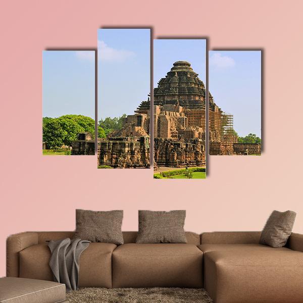 Konark Sun Temple Canvas Wall Art-4 Pop-Gallery Wrap-50" x 32"-Tiaracle
