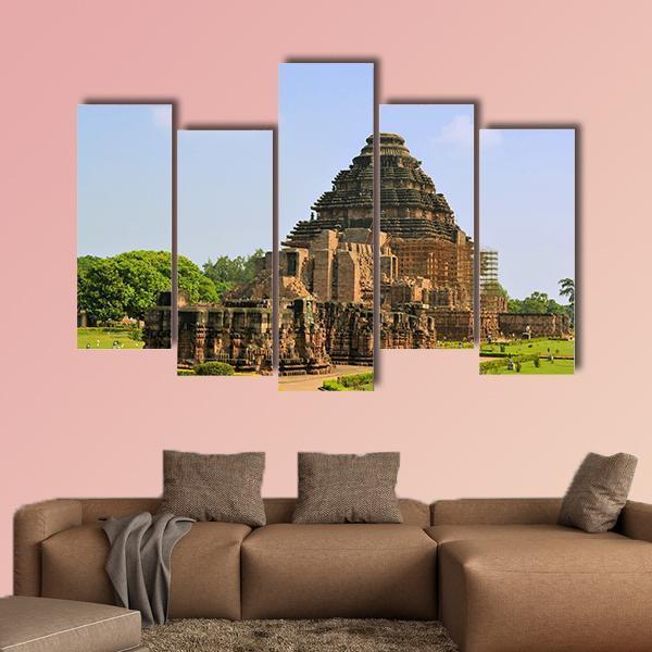 Konark Sun Temple Canvas Wall Art-5 Pop-Gallery Wrap-47" x 32"-Tiaracle